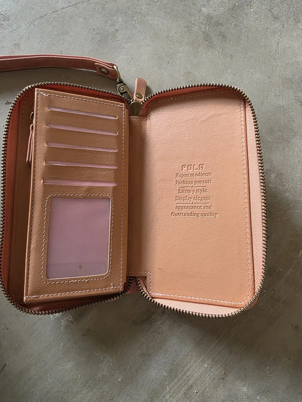 Peach Wristlet Wallet with Detachable Strap - POLA